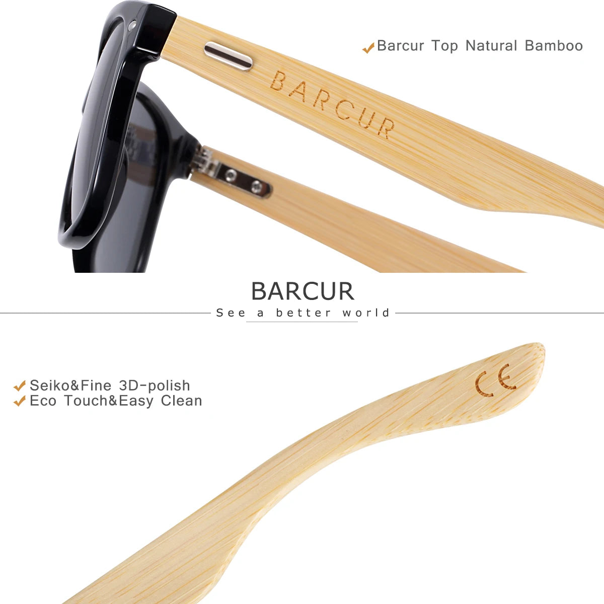 BARCUR Bamboo Wood Sunglasses
