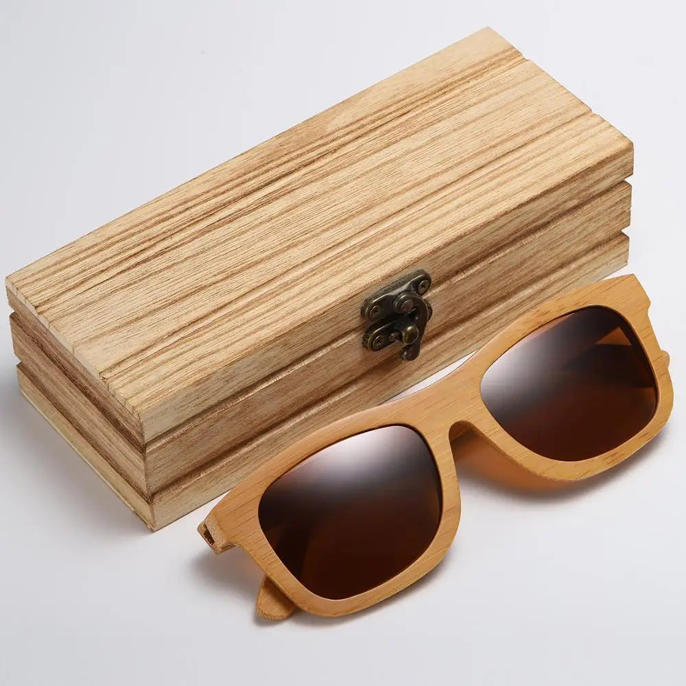 Vintage Bamboo Wooden Handmade Fashion Sunglasses in Wood Box