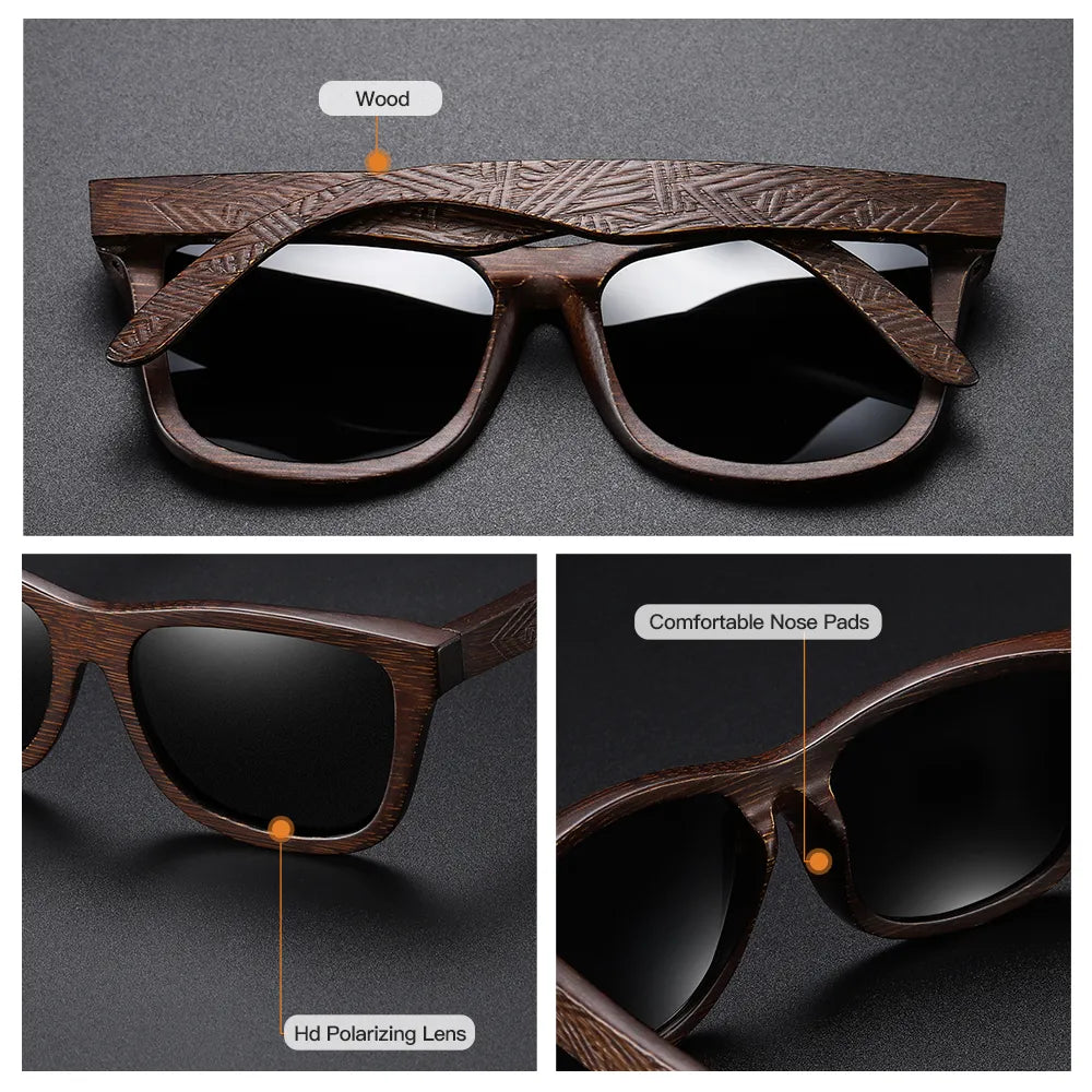 Handmade Polarized Wood Mirror Sunglasses _ With Gift Box