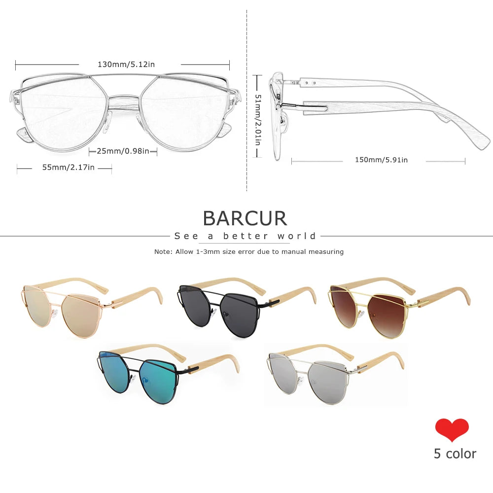 Handmade Bamboo Cat Eye Wood Sunglasses _ With Free Box