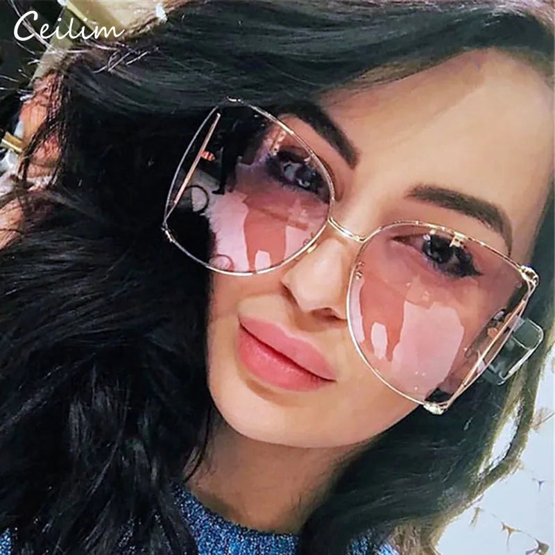 Fashion Oversize Pearl Cat Eye _ Butterfly Sunglasses