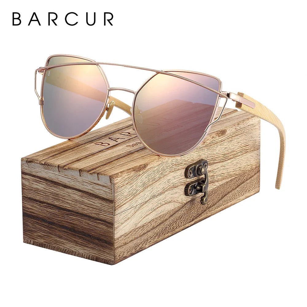 Handmade Bamboo Cat Eye Wood Sunglasses _ With Free Box