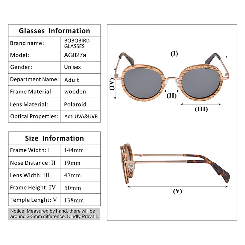 BOBO BIRD Polarized Wood Retro Sunglasses _ with retail box