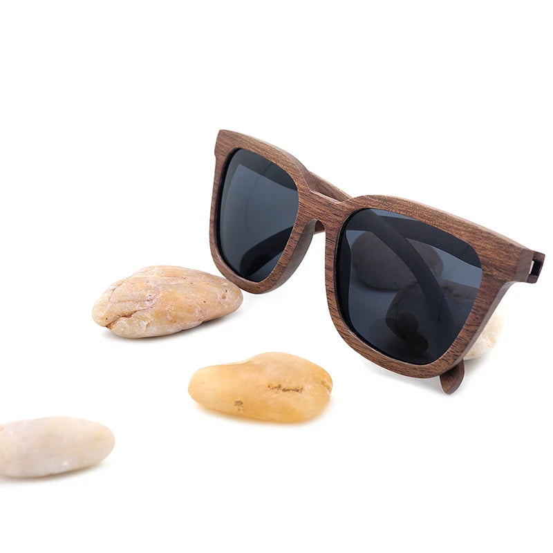 BOBO BIRD Retro Black Walnut Wood Sunglasses _ with Wooden Box
