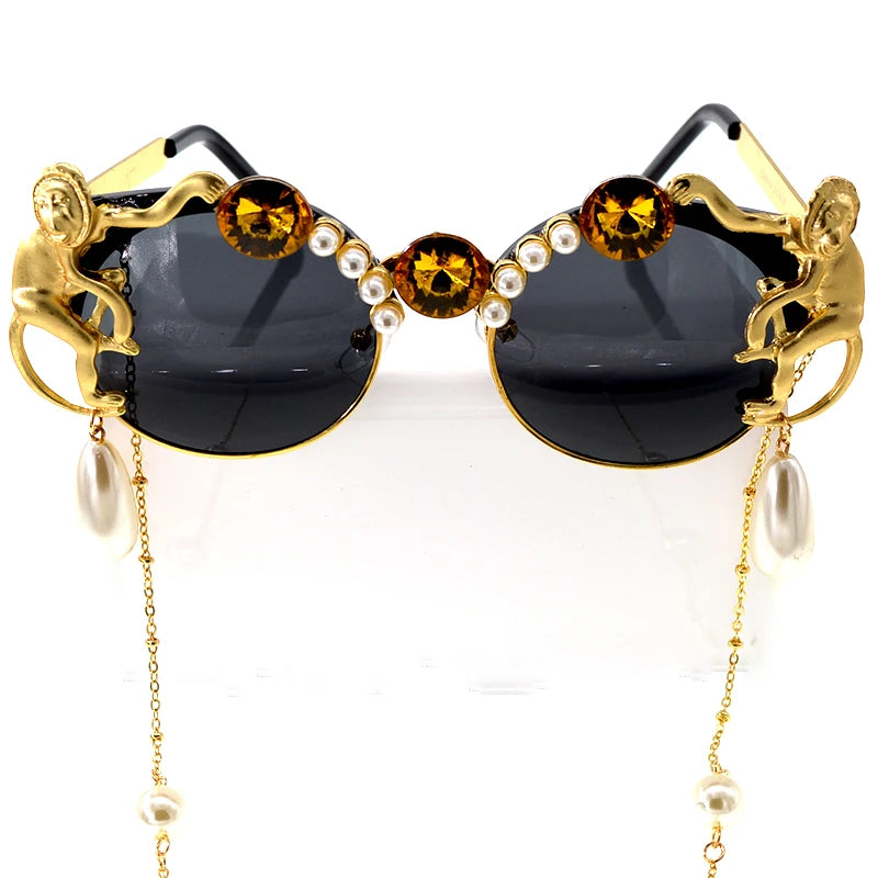 Fashion Monkey Pearl Crystal Sunglasses