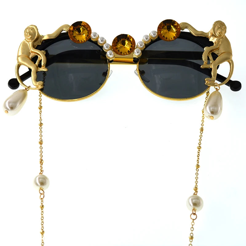 Fashion Monkey Pearl Crystal Sunglasses