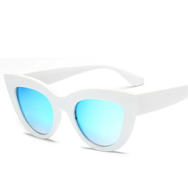 Retro Thick Frame Cat Eye Sunglasses Women Ladies Fashion Brand Designer Mirror Lens Cateye Sun Glasses For Female