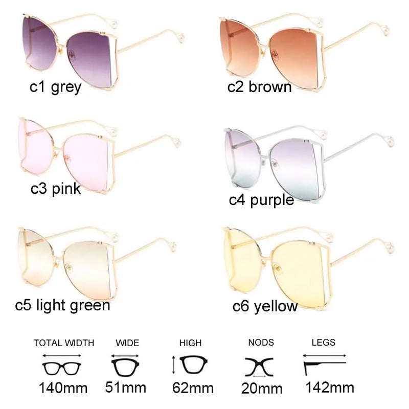 Fashion Oversize Pearl Cat Eye _ Butterfly Sunglasses