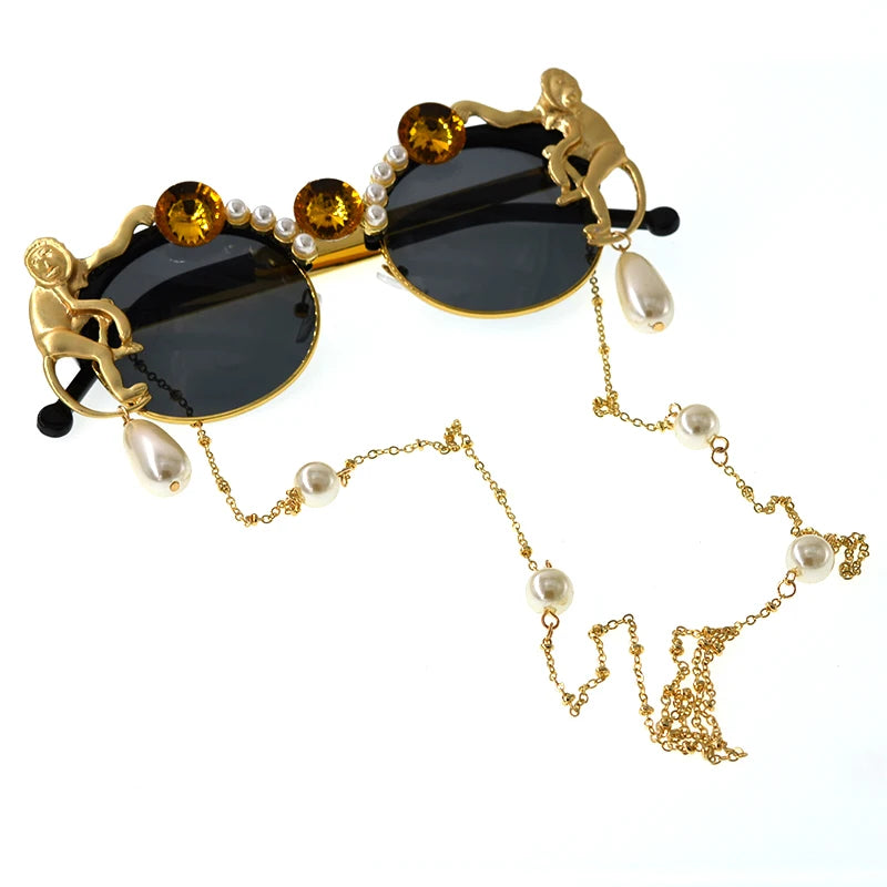 Fashion Monkey Pearl Crystal Sunglasses