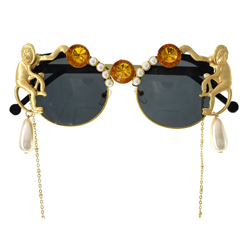 Fashion Monkey Pearl Crystal Sunglasses