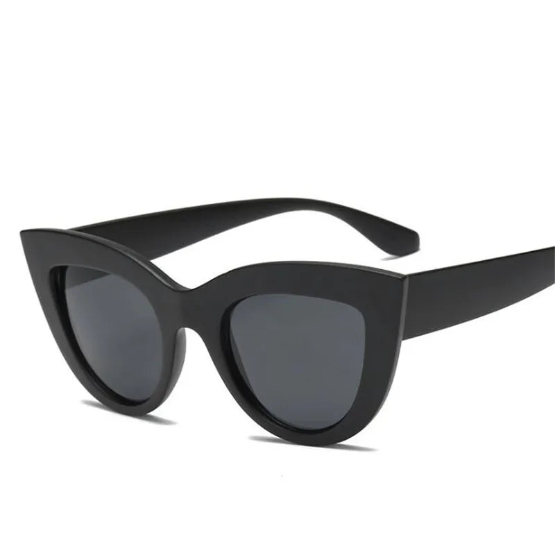 Retro Thick Frame Cat Eye Sunglasses Women Ladies Fashion Brand Designer Mirror Lens Cateye Sun Glasses For Female
