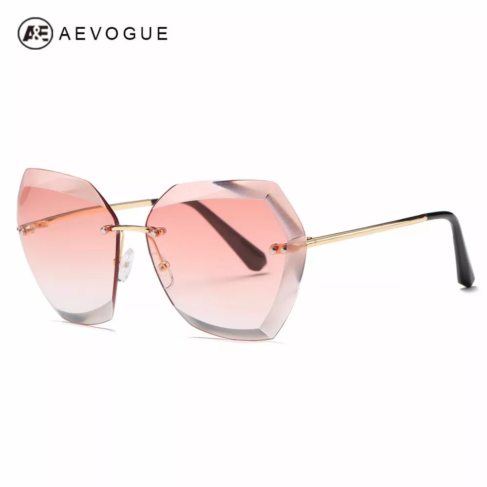 Rimless Cat Eye Sunglasses _ Diamond cutting
