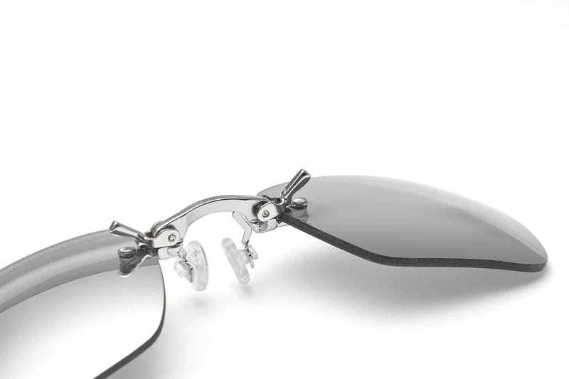 Clip On Nose Glasses _ Matrix Morpheus Movie Rimless Sunglasses