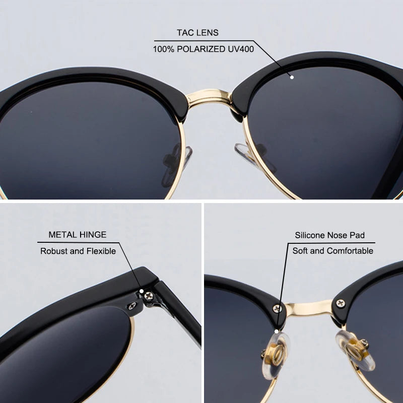 SIMPRECT Polarized Sunglasses Women 2023 UV Protection Round Sun Glasses Men Luxury Brand UV400 High Quality Shades For Women