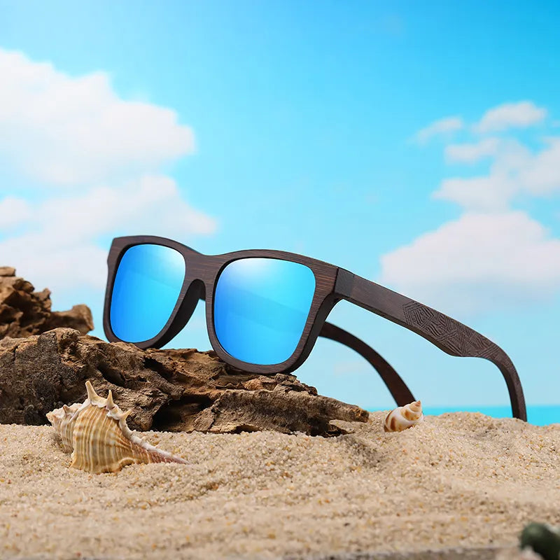 Handmade Polarized Wood Mirror Sunglasses _ With Gift Box