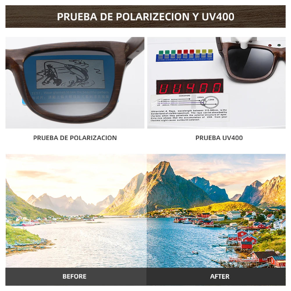 Handmade Polarized Wood Mirror Sunglasses _ With Gift Box