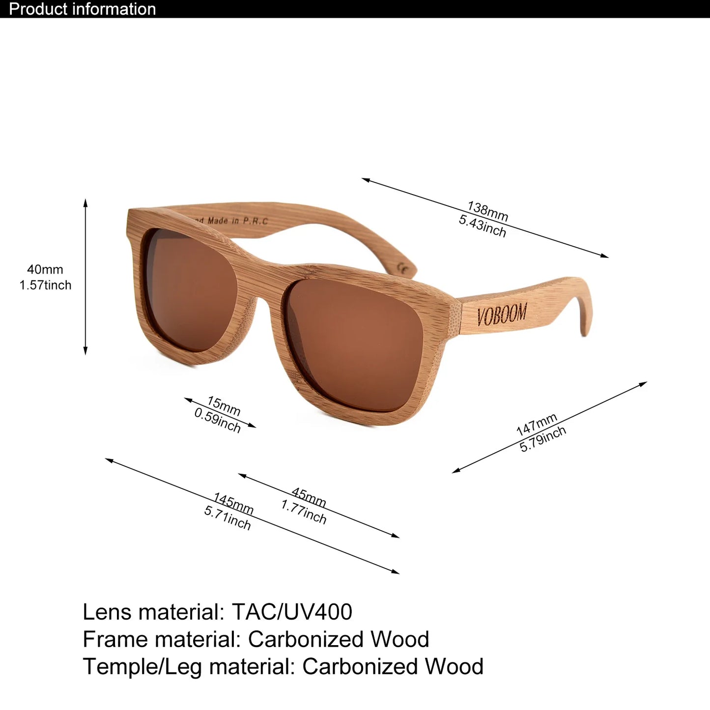 VOBOOM Bamboo Mirror Sun Glasses _ Handmade