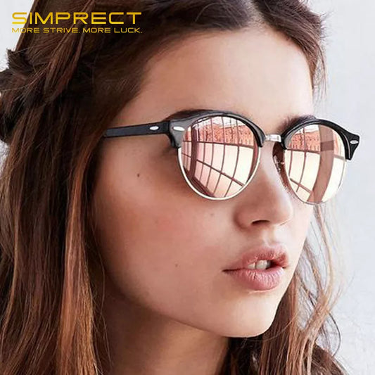 SIMPRECT Polarized Sunglasses Women 2023 UV Protection Round Sun Glasses Men Luxury Brand UV400 High Quality Shades For Women