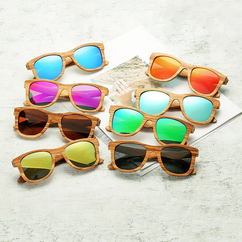 Polarized Retro Zebra Wood  Sunglasses