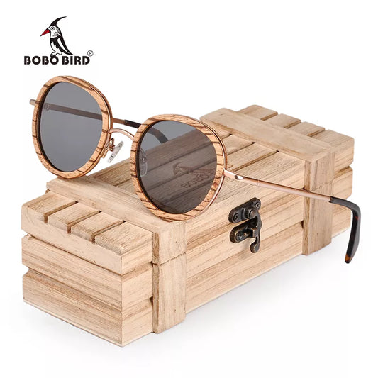 BOBO BIRD Polarized Wood Retro Sunglasses _ with retail box