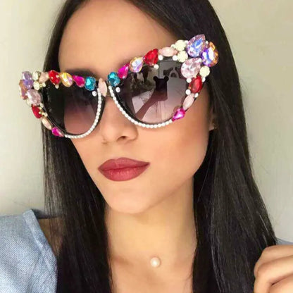 Oversize Pearl Cat Eye Sunglasses