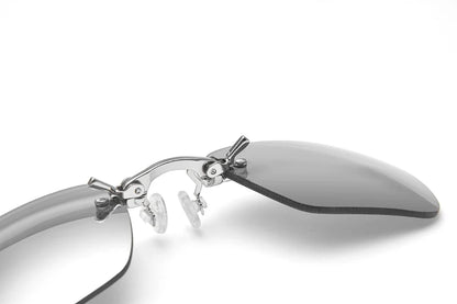 Clip On Nose Glasses _ Matrix Morpheus Movie Rimless Sunglasses