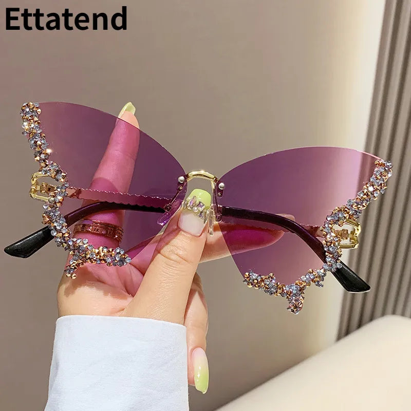 Diamond Fashion Butterfly Sunglasses _ Overszied