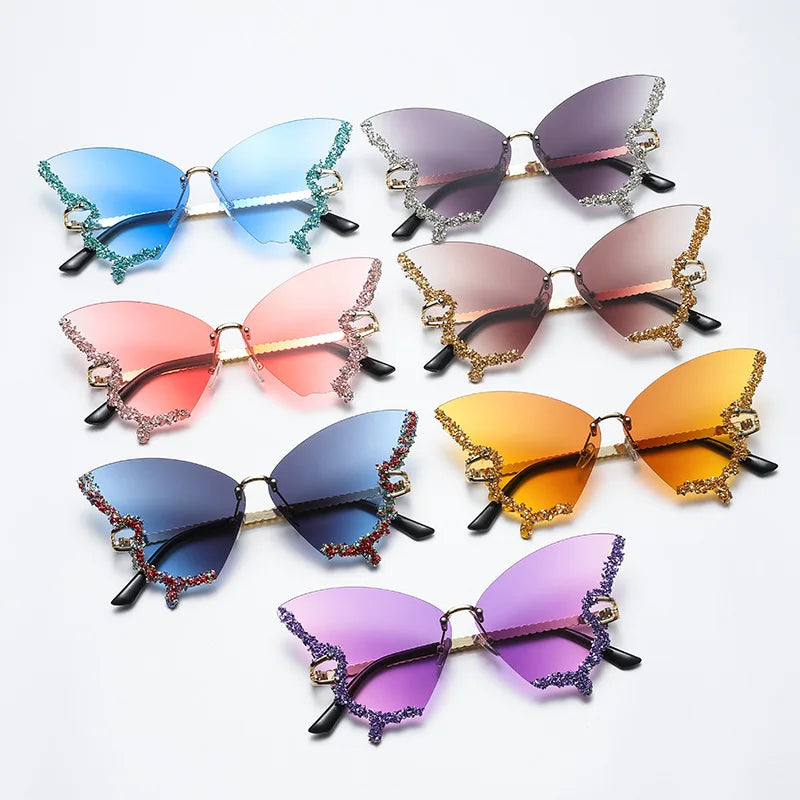 Diamond Fashion Butterfly Sunglasses _ Overszied