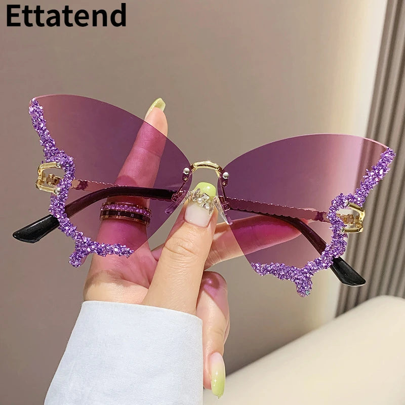 Diamond Fashion Butterfly Sunglasses _ Overszied